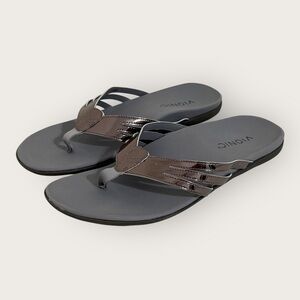 Vionic Alta Women's 7.5 Toe Post Orthotic Sandals Thong Flip Flops Pewter Gray